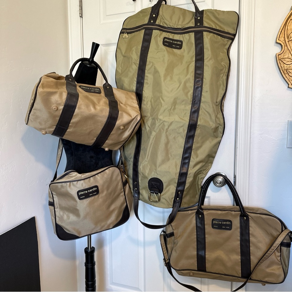 4 Piece Set Pierre Cardin Carryon Luggage Tan Brown See Pictures Lightweight